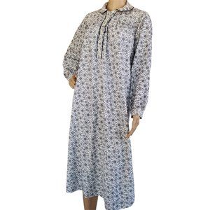 Cottage Core Floral Modest Prairie Maxi Flannel Nightgown Sleepwear Women's S